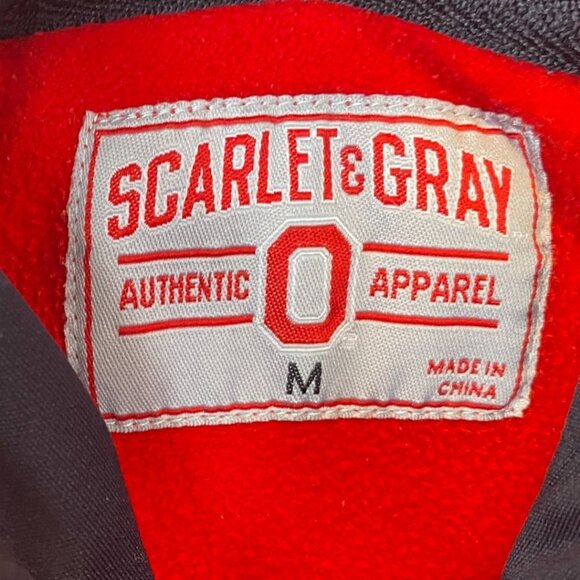 Ohio State Men's Hoodie Sweatshirt M Scarlet & Gray Red Pullover Fleece - Picture 3 of 8